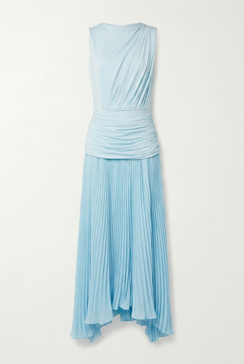 A&A Calira Pleated Draped Maxi Dress