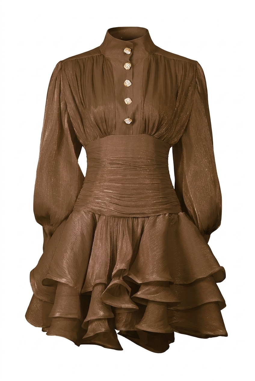 A&A Melora Layered Ruched Organza Mini Dress