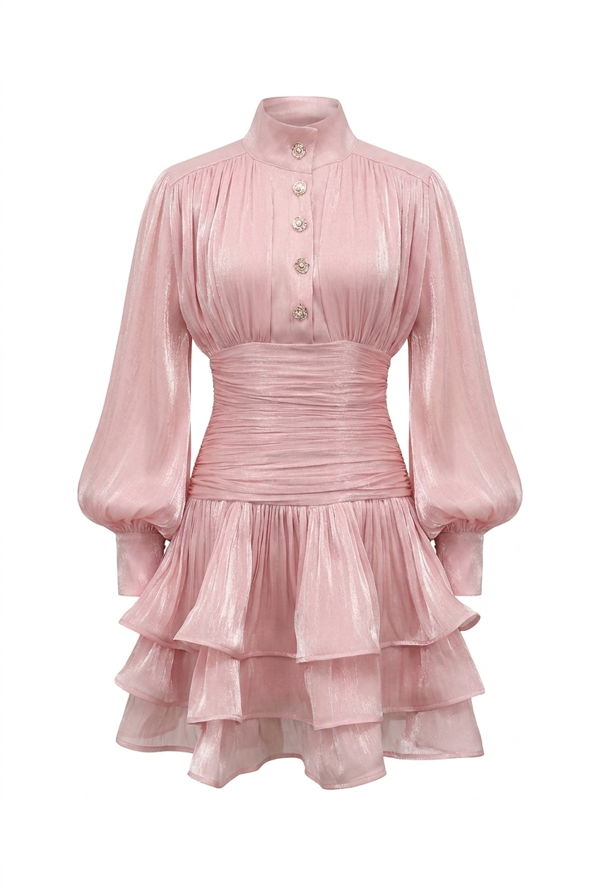 A&A Melora Layered Ruched Organza Mini Dress