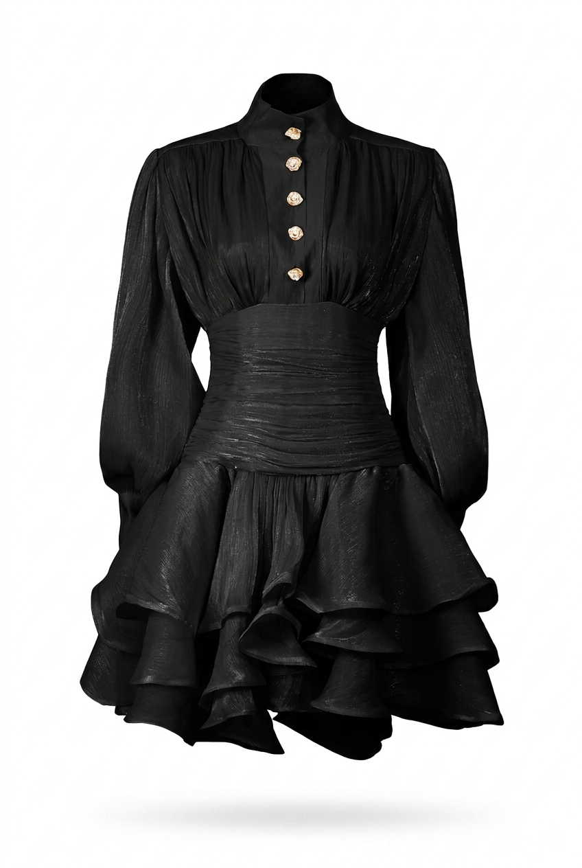 A&A Melora Layered Ruched Organza Mini Dress