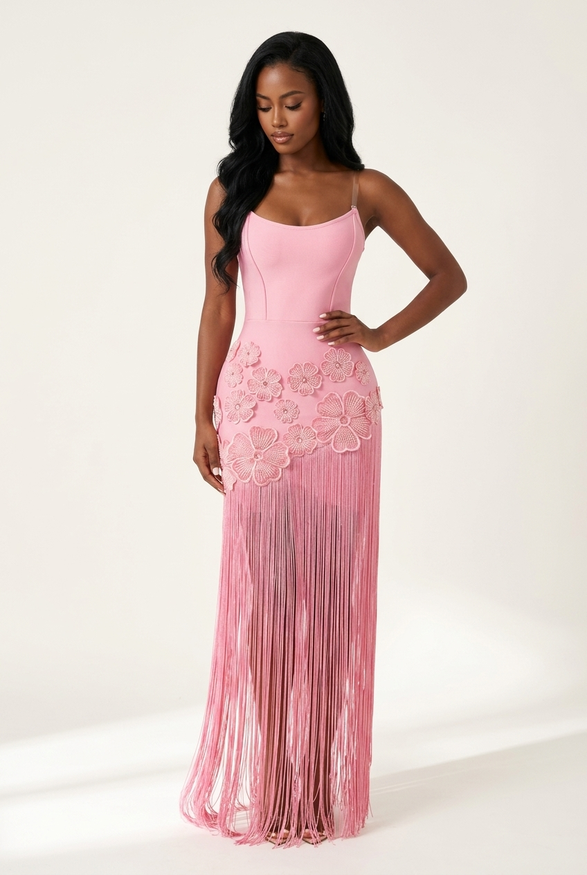 A&A Anavelle Flower Detail Tassel Bandage Bodycon Dress