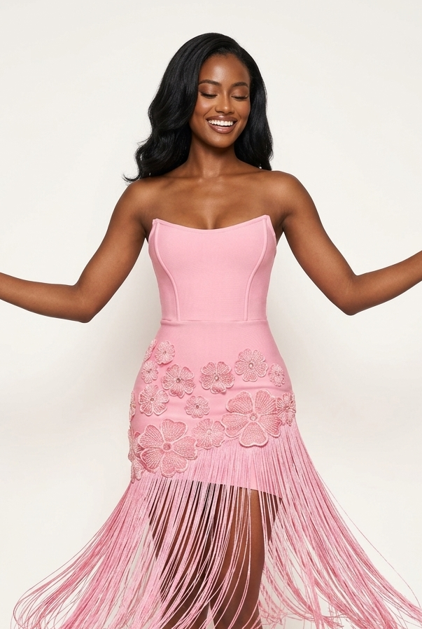A&A Anavelle Flower Detail Tassel Bandage Bodycon Dress