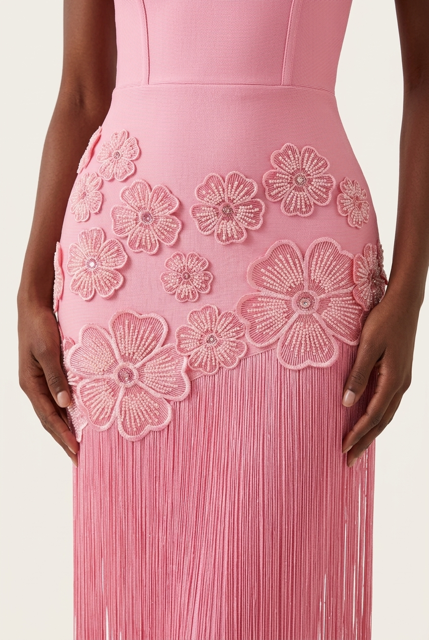 A&A Anavelle Flower Detail Tassel Bandage Bodycon Dress