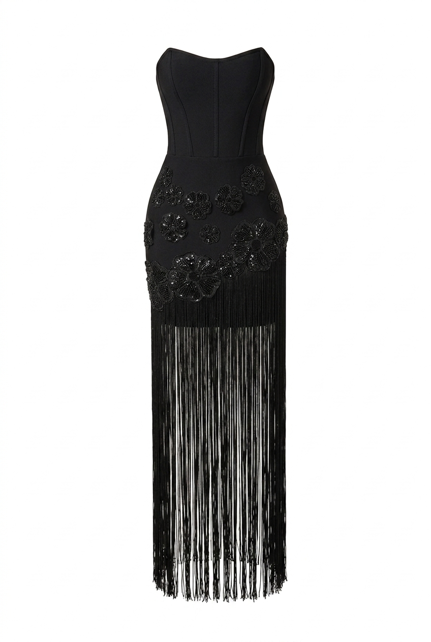 A&A Anavelle Flower Detail Tassel Bandage Bodycon Dress