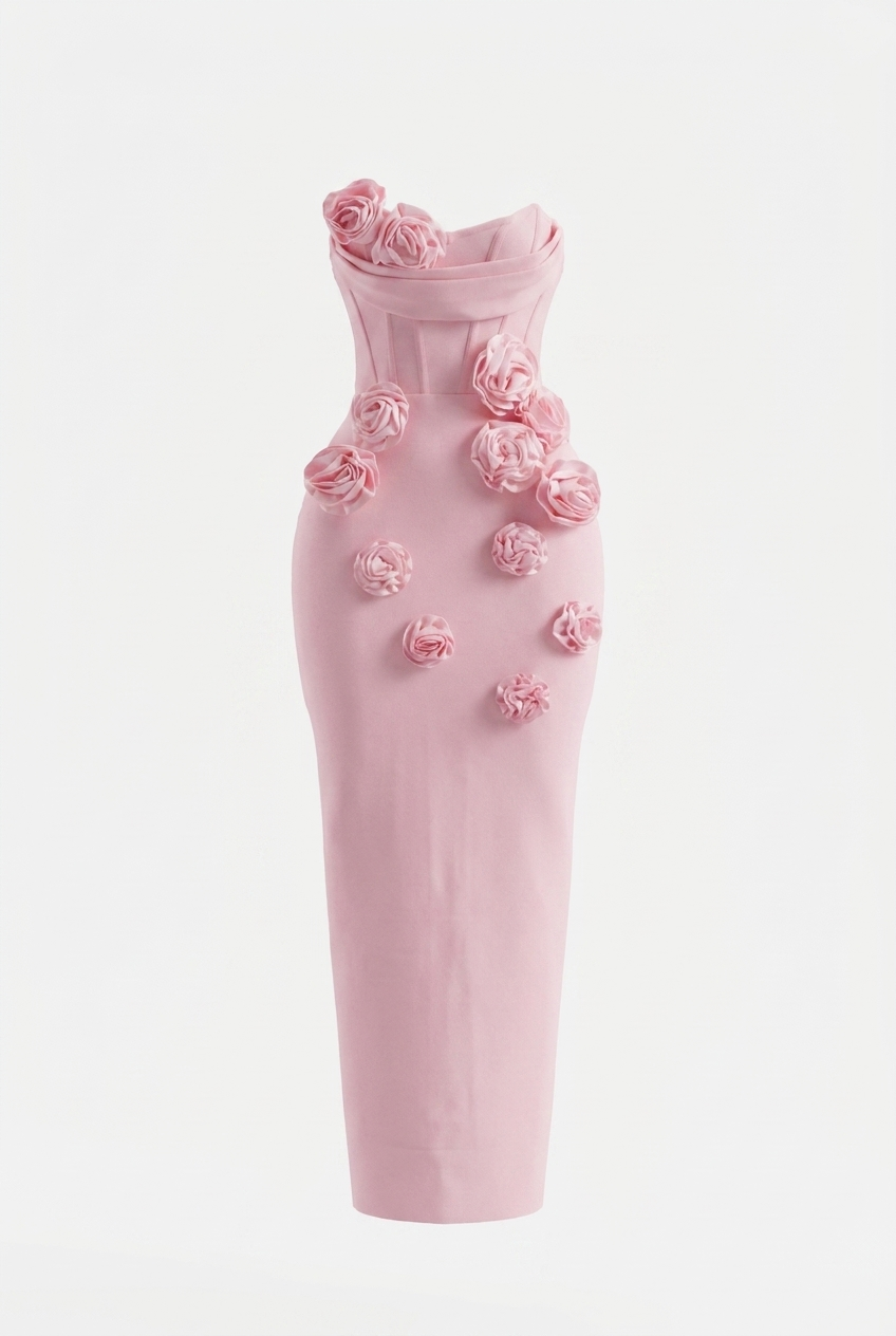 A&A Celira Flower Detail Bandage Maxi Dress