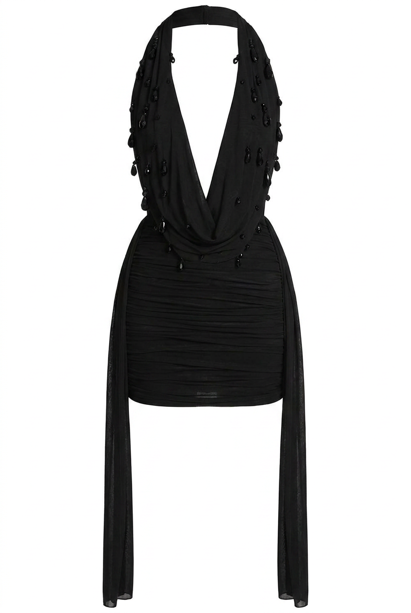 A&A Avenia Halter Ruched Mini Dress