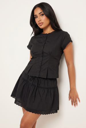 A&A Elarine Shirt Top & A-Line Mini Skirt Set
