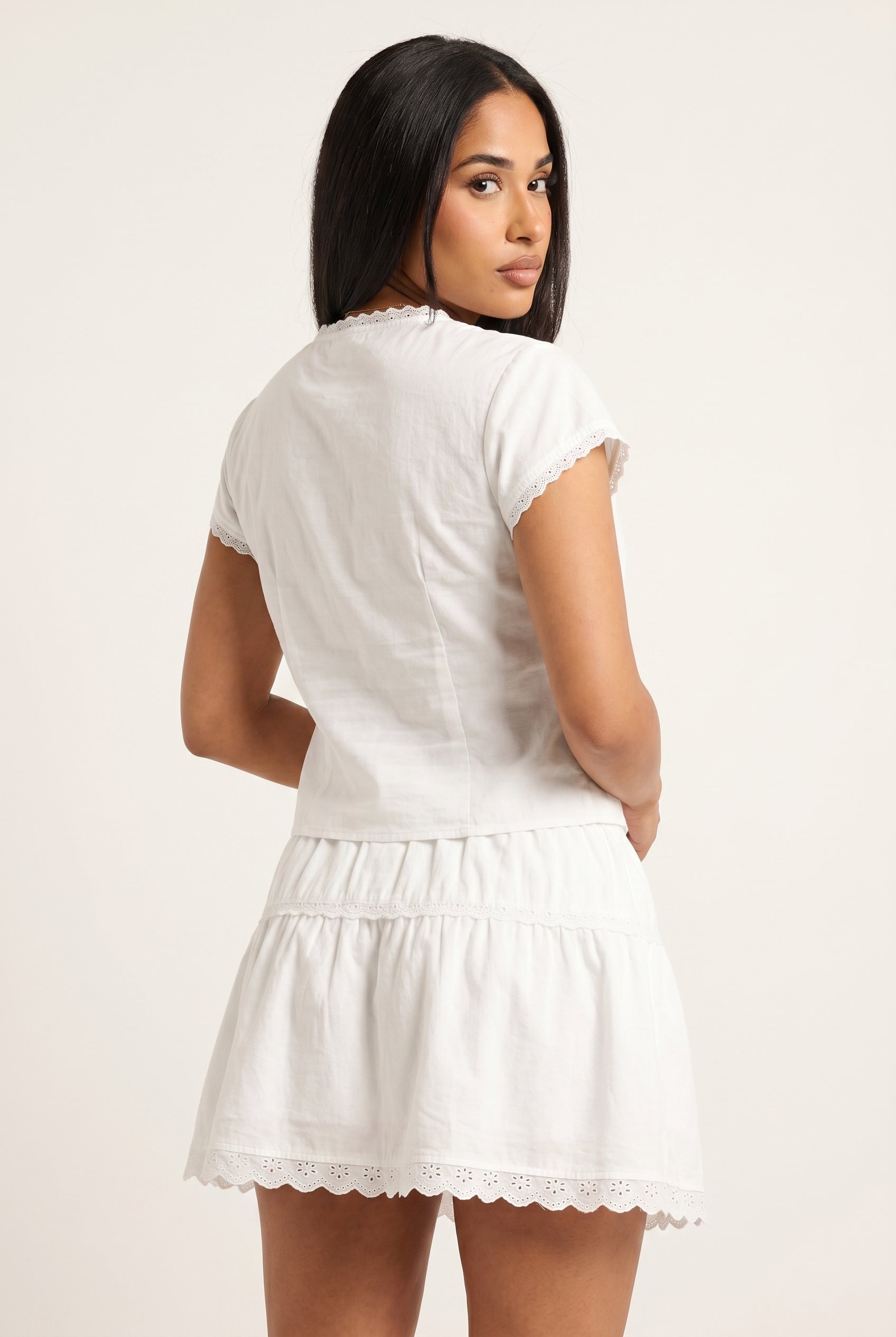 A&A Elarine Shirt Top & A-Line Mini Skirt Set