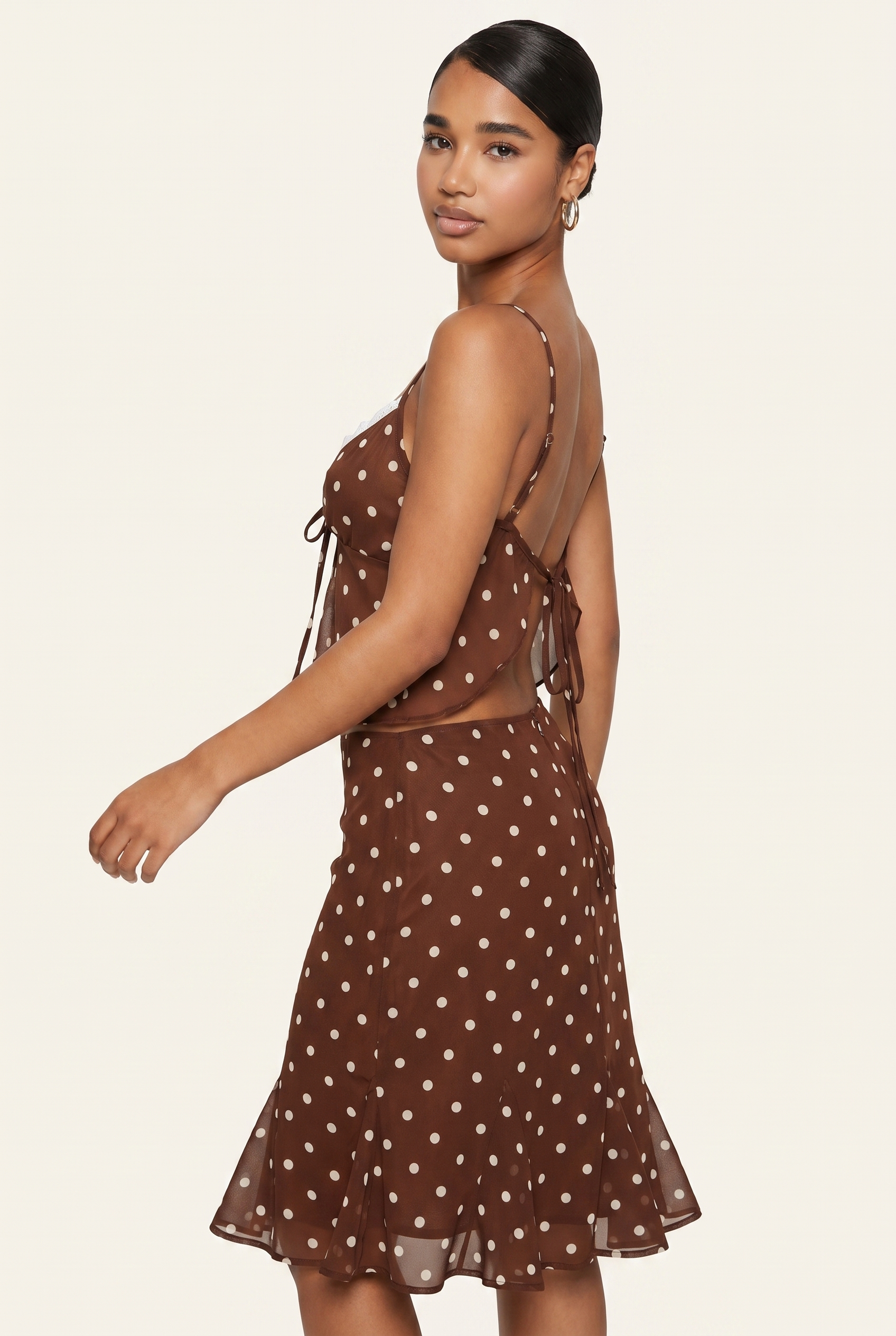 A&A Sorellea Polka Dot Tank Top & Mermaid Midi Skirt Set