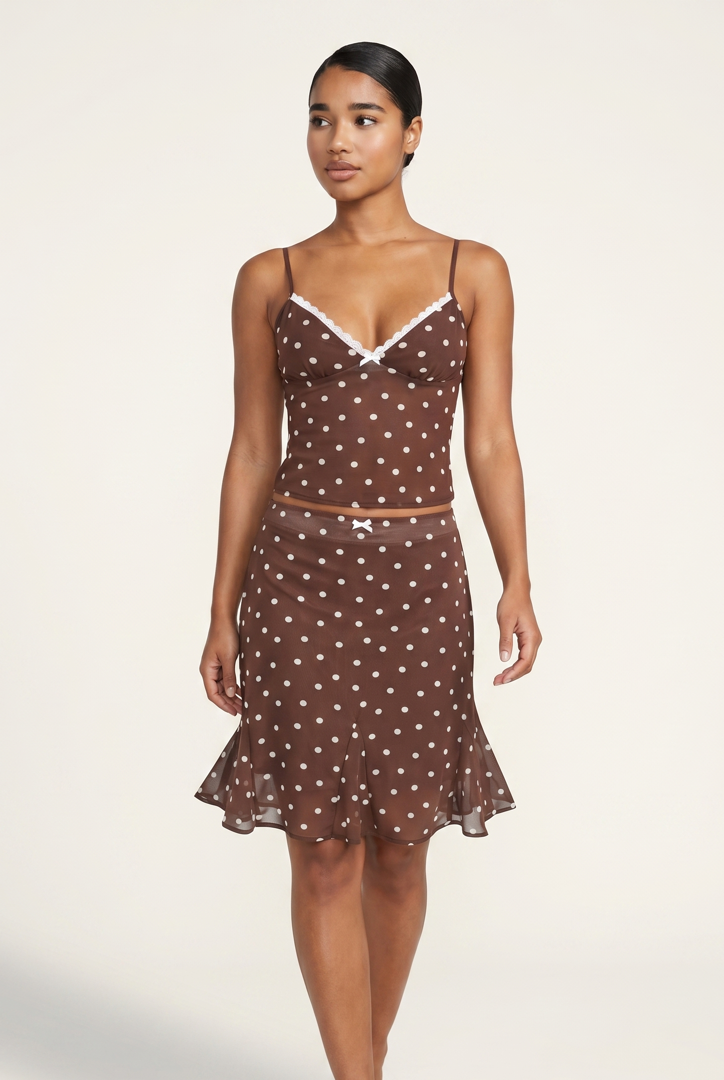 A&A Sorellea Polka Dot Tank Top & Mermaid Midi Skirt Set