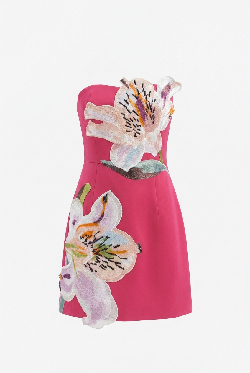 A&A Azzelle Floral Embroidered  A-Line Mini Dress