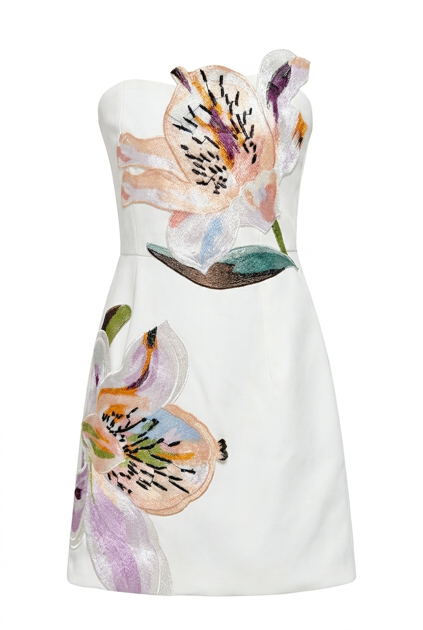 A&A Azzelle Floral Embroidered  A-Line Mini Dress