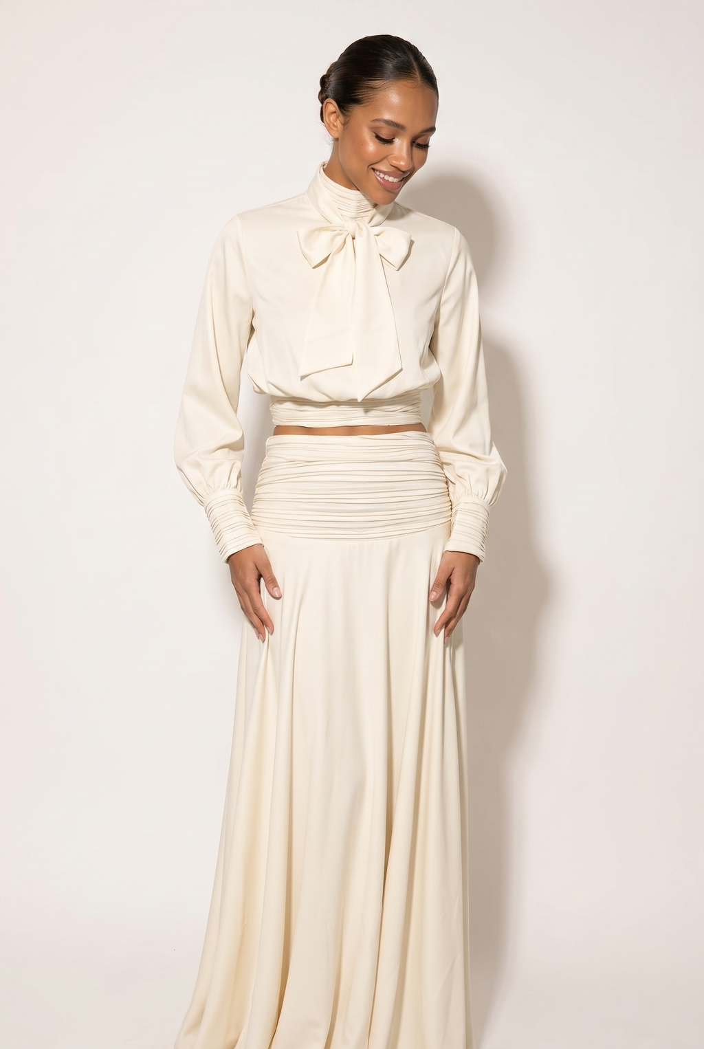 A&A Solira Tie Blouse & Maxi Skirt Set