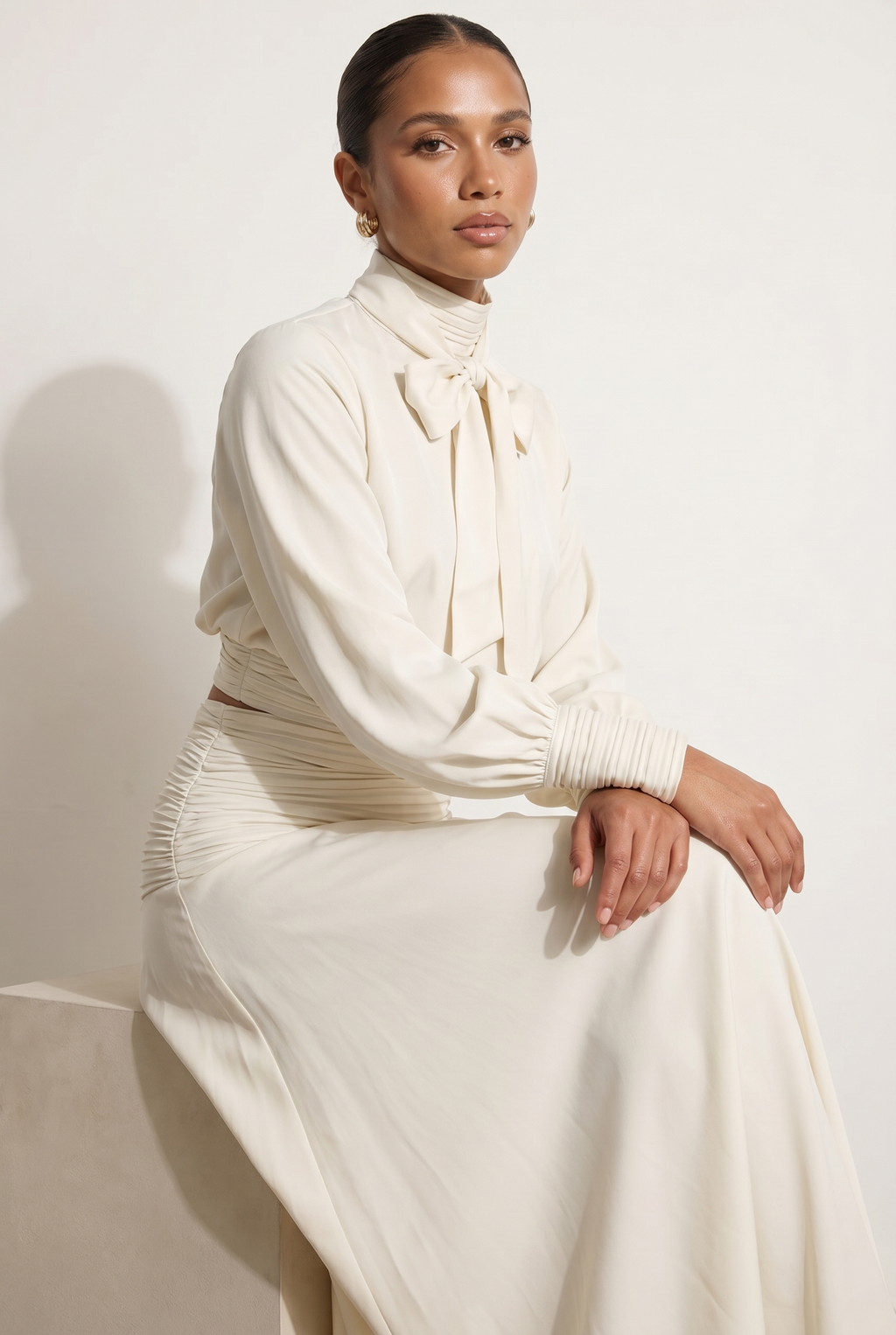 A&A Solira Tie Blouse & Maxi Skirt Set