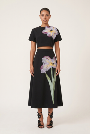 A&A Aurevia Floral Embroidered A-Line Midaxi Skirt & Top Set