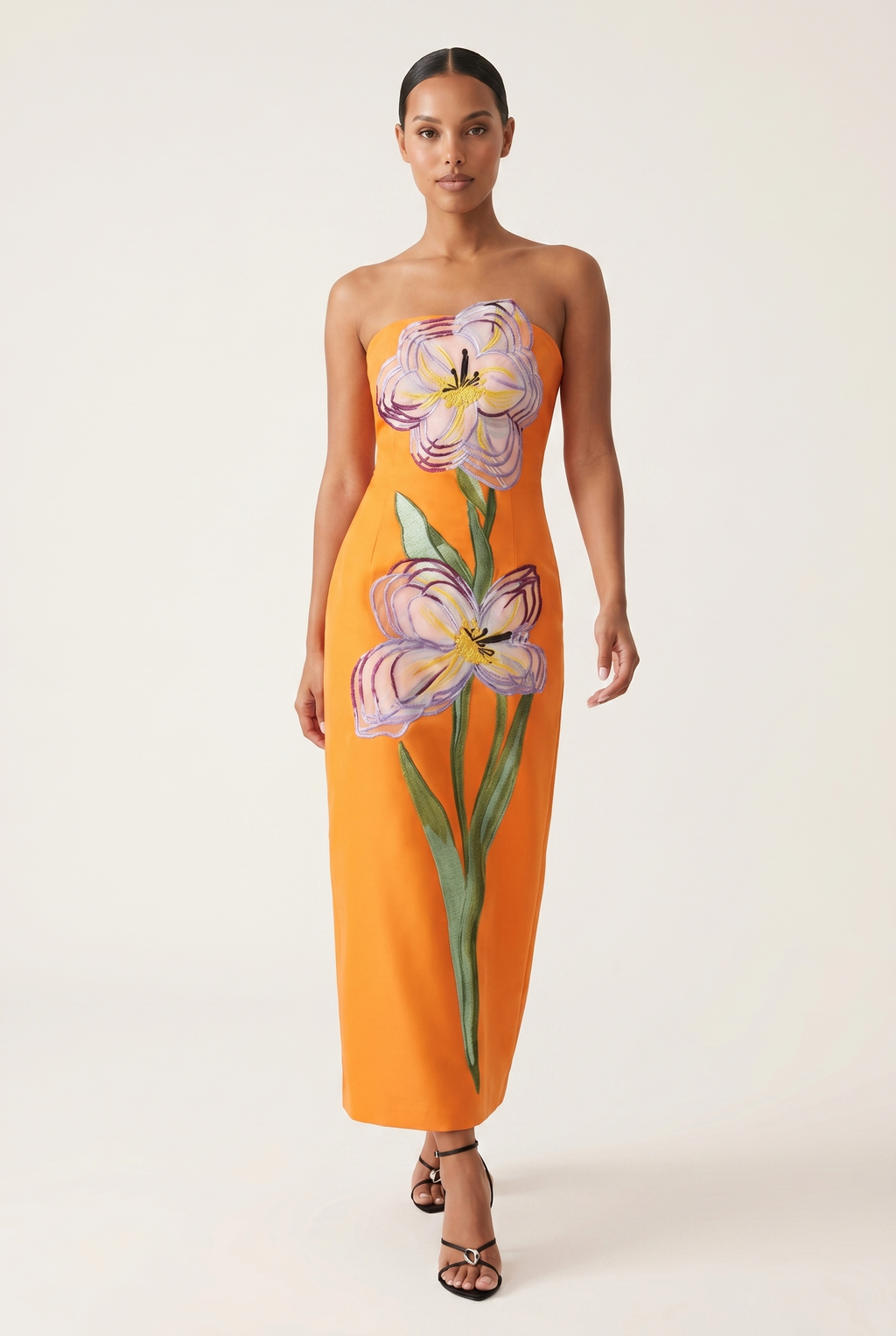 A&A Solelle Floral Embroidered A-Line Maxi Dress