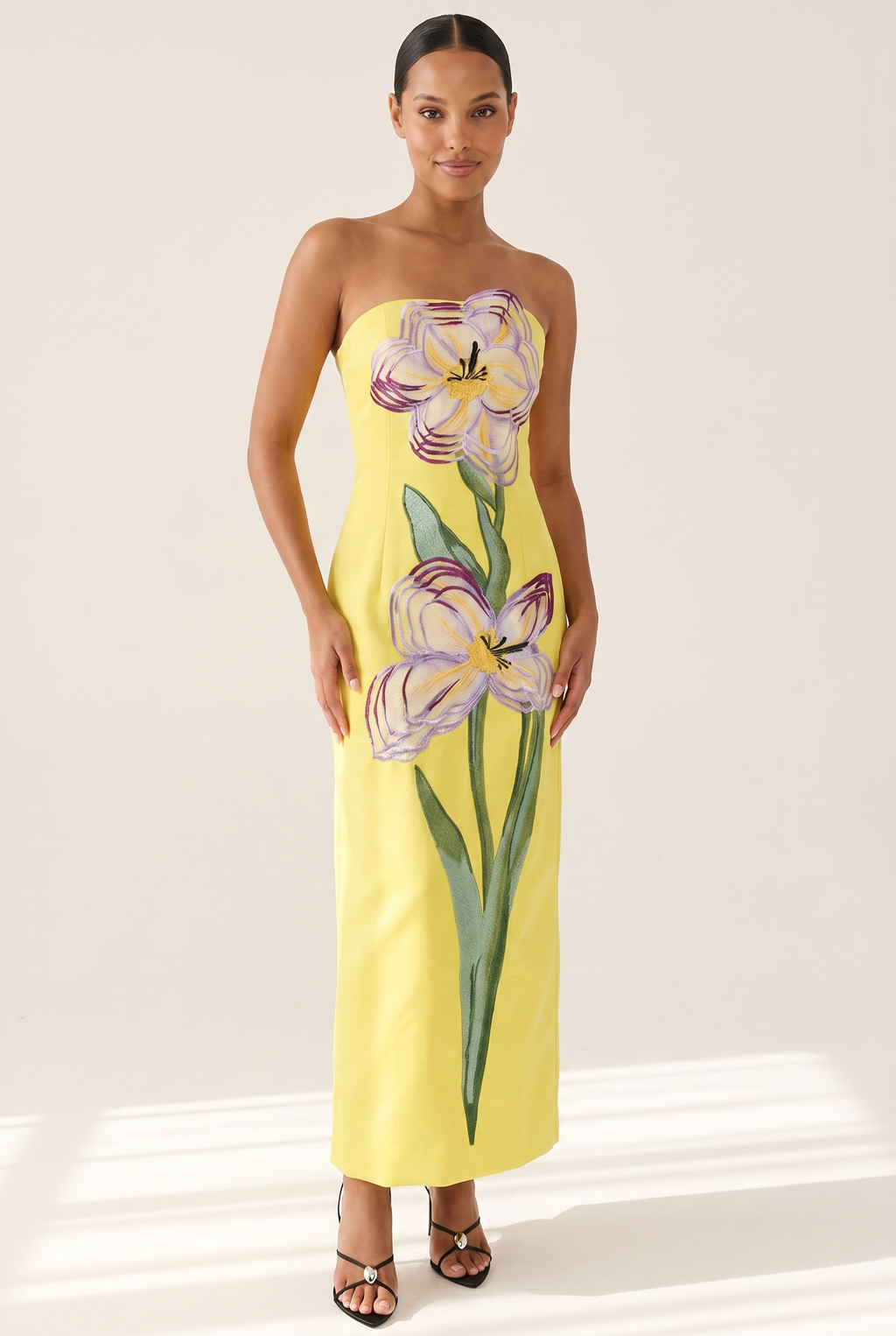 A&A Solelle Floral Embroidered A-Line Maxi Dress
