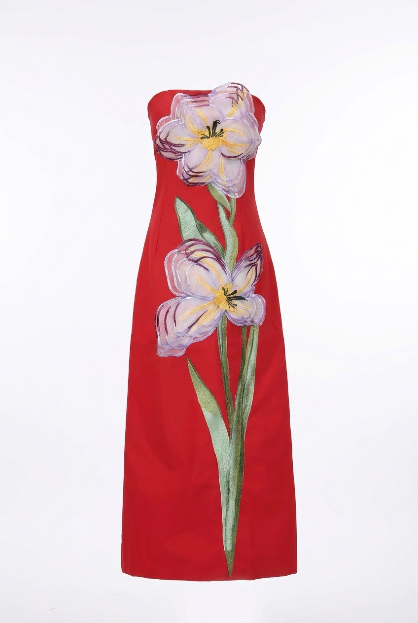 A&A Solelle Floral Embroidered A-Line Maxi Dress
