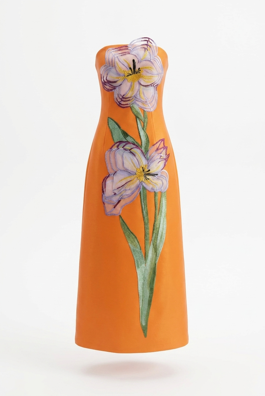 A&A Solelle Floral Embroidered A-Line Maxi Dress