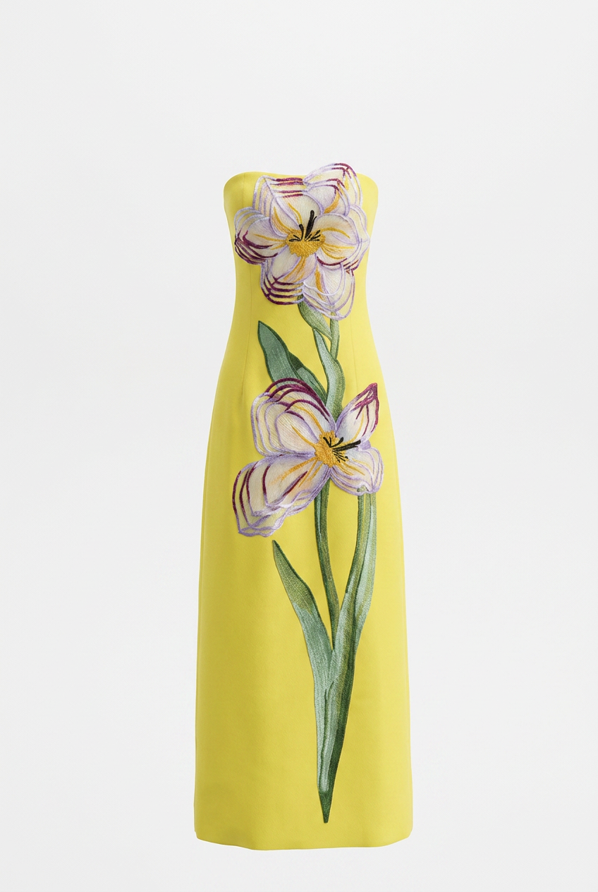 A&A Solelle Floral Embroidered A-Line Maxi Dress