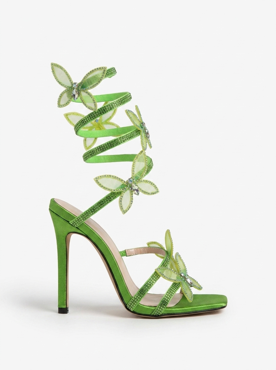 A&A Azurae Diamante Butterfly Wrap Up Heels