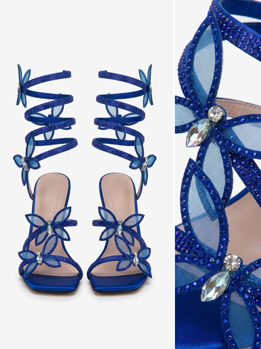 A&A Azurae Diamante Butterfly Wrap Up Heels