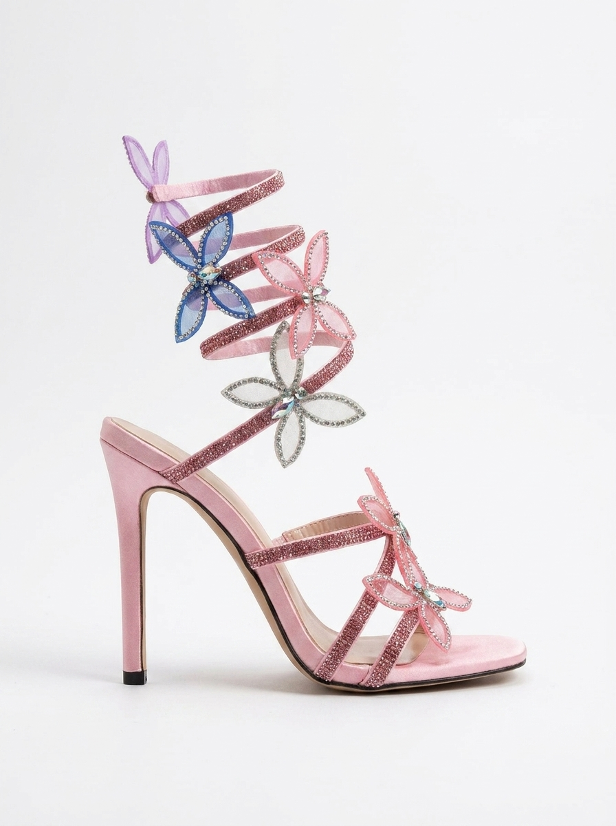 A&A Azurae Diamante Butterfly Wrap Up Heels