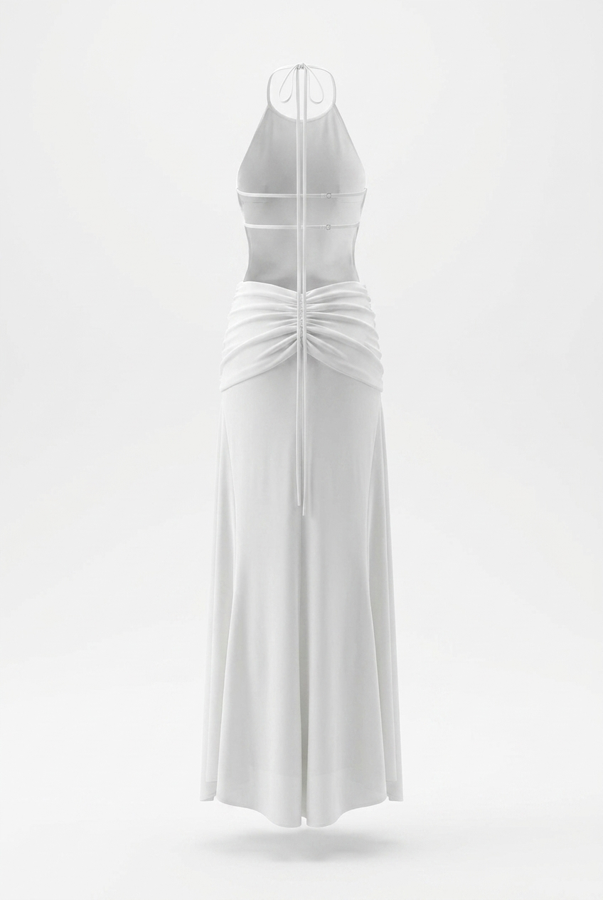 A&A Rivelle Halter Draped Backless Maxi Dress