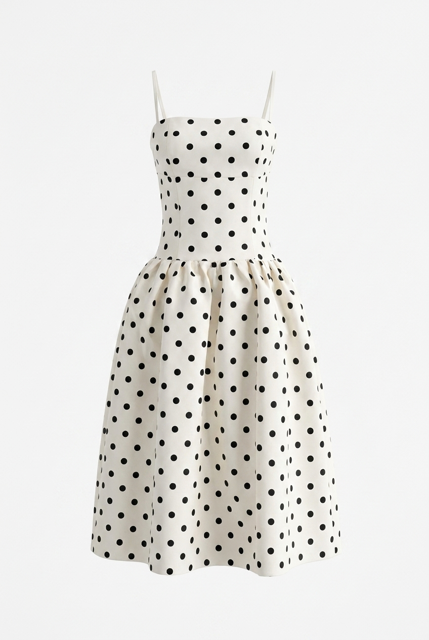 A&A Nira Polka Dot A-Line Midaxi Dress