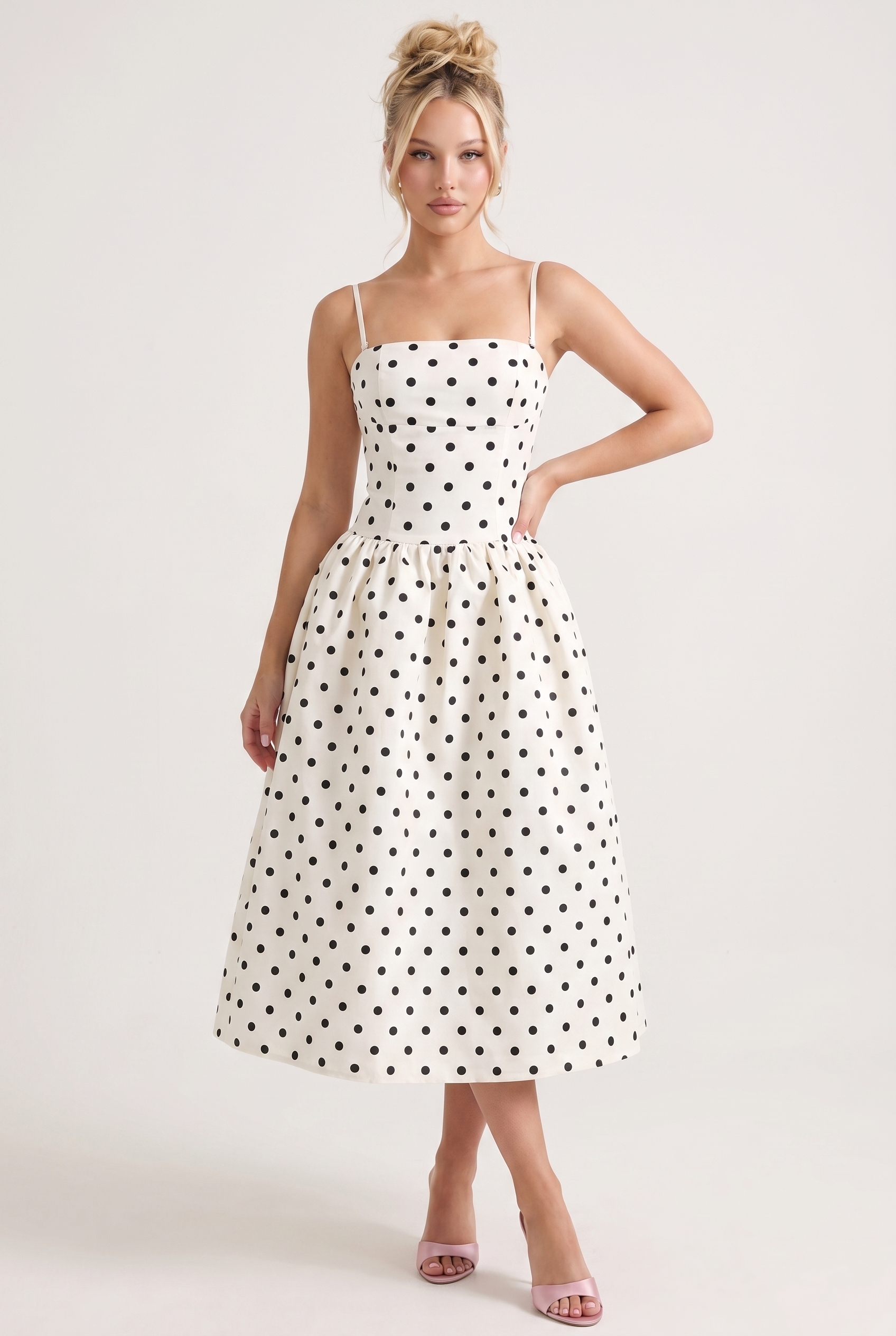 A&A Nira Polka Dot A-Line Midaxi Dress