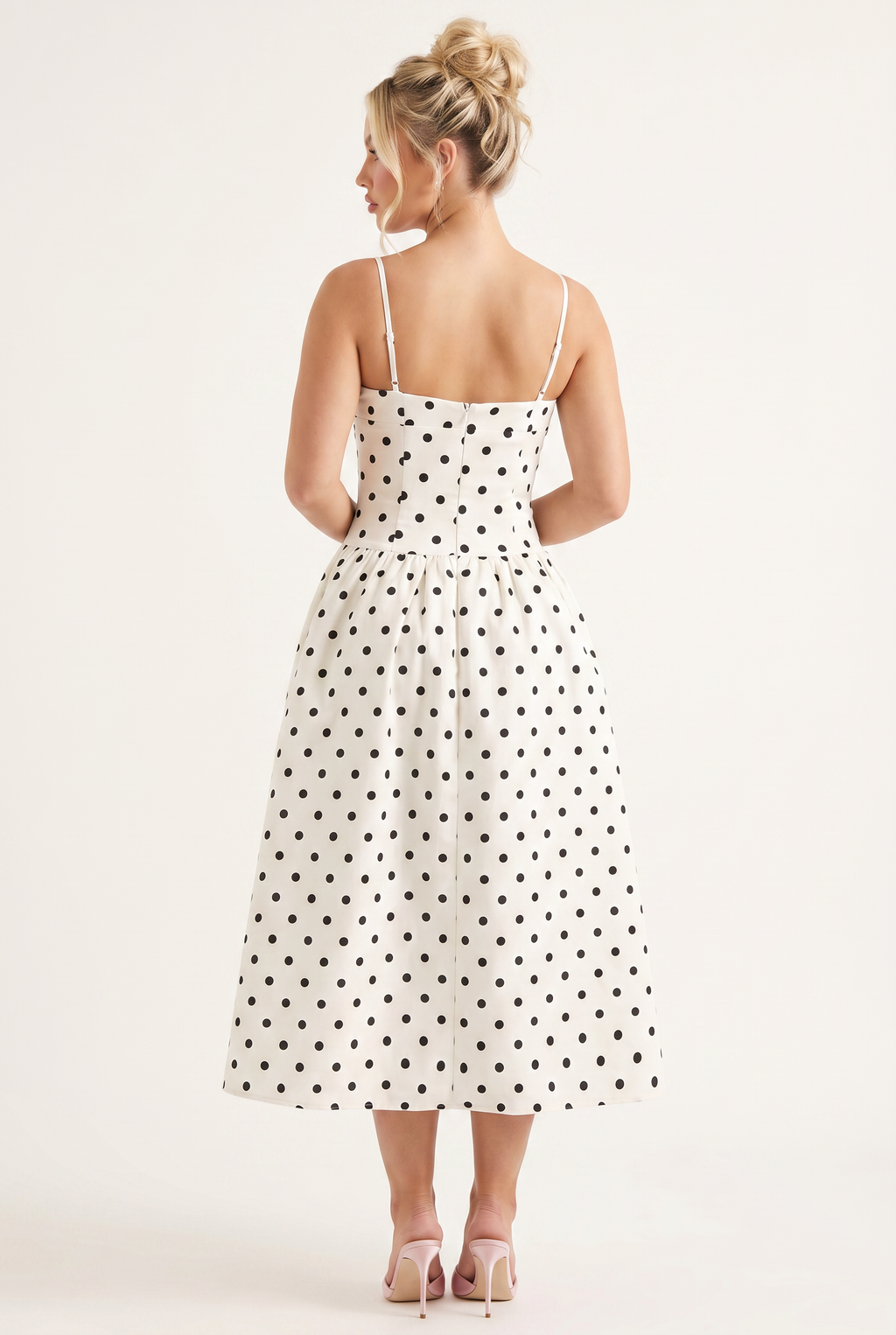 A&A Nira Polka Dot A-Line Midaxi Dress