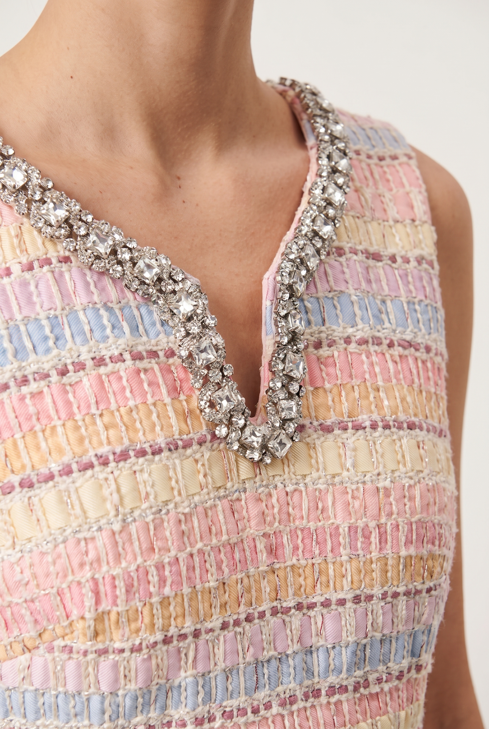 A&A Solana Tweed Diamante Collar Mini Dress