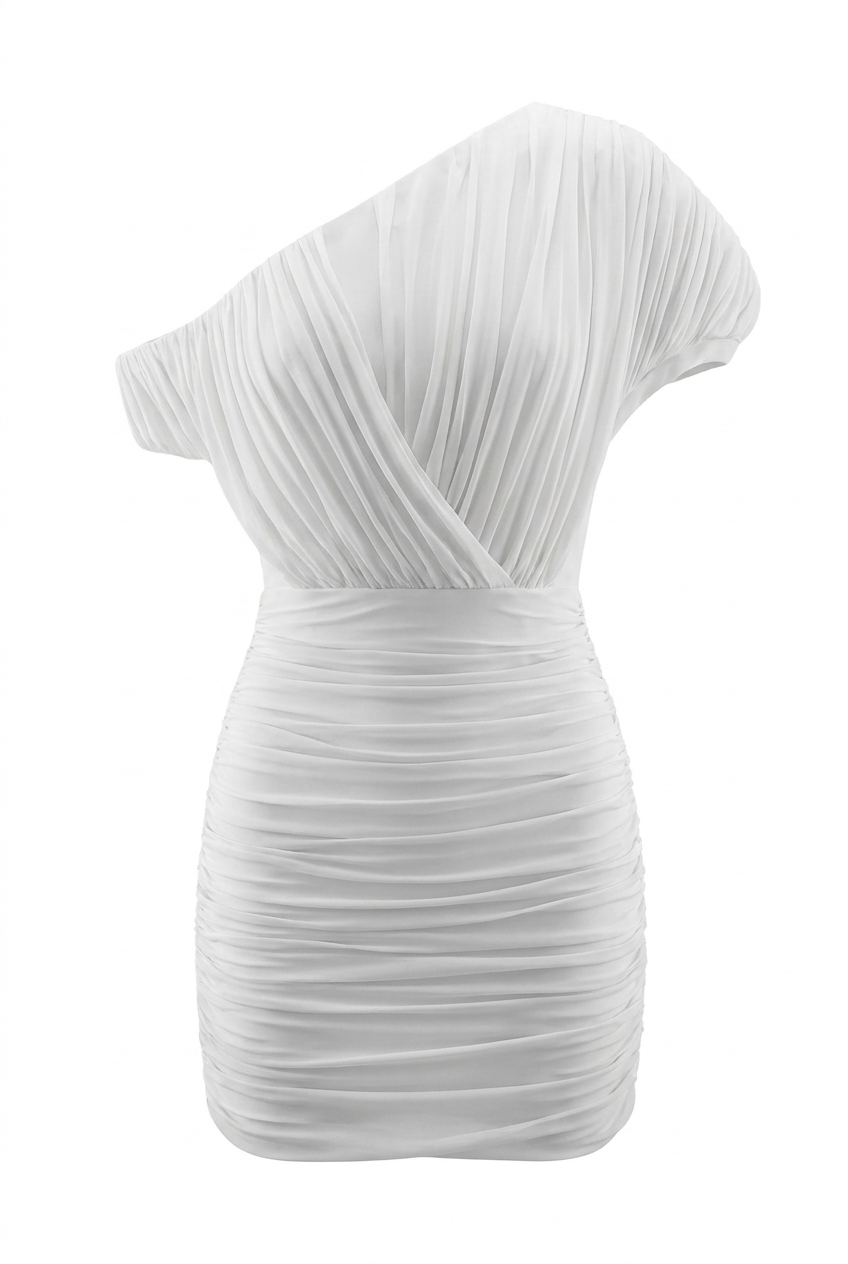A&A Soleil One Shoulder Ruched Mini Dress