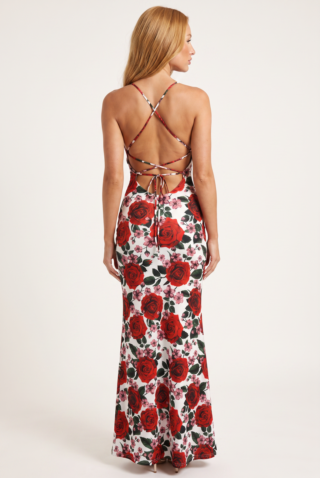 A&A Capria Bodycon Lace Up Backless Maxi Dress