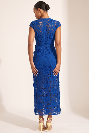 A&A Valencia Lace Floral Belted Maxi Dress