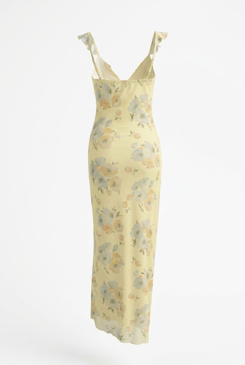 A&A Isola Floral Ruffle Bodycon Maxi Dress
