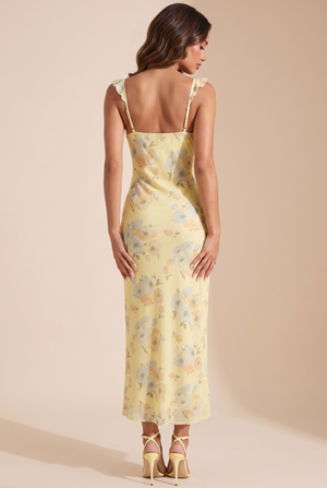 A&A Isola Floral Ruffle Bodycon Maxi Dress