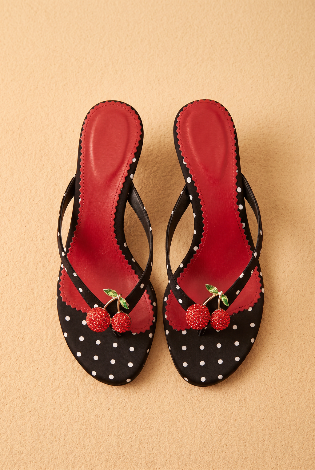 A&A Chérie Cherry Polka Dot Kitten Heels