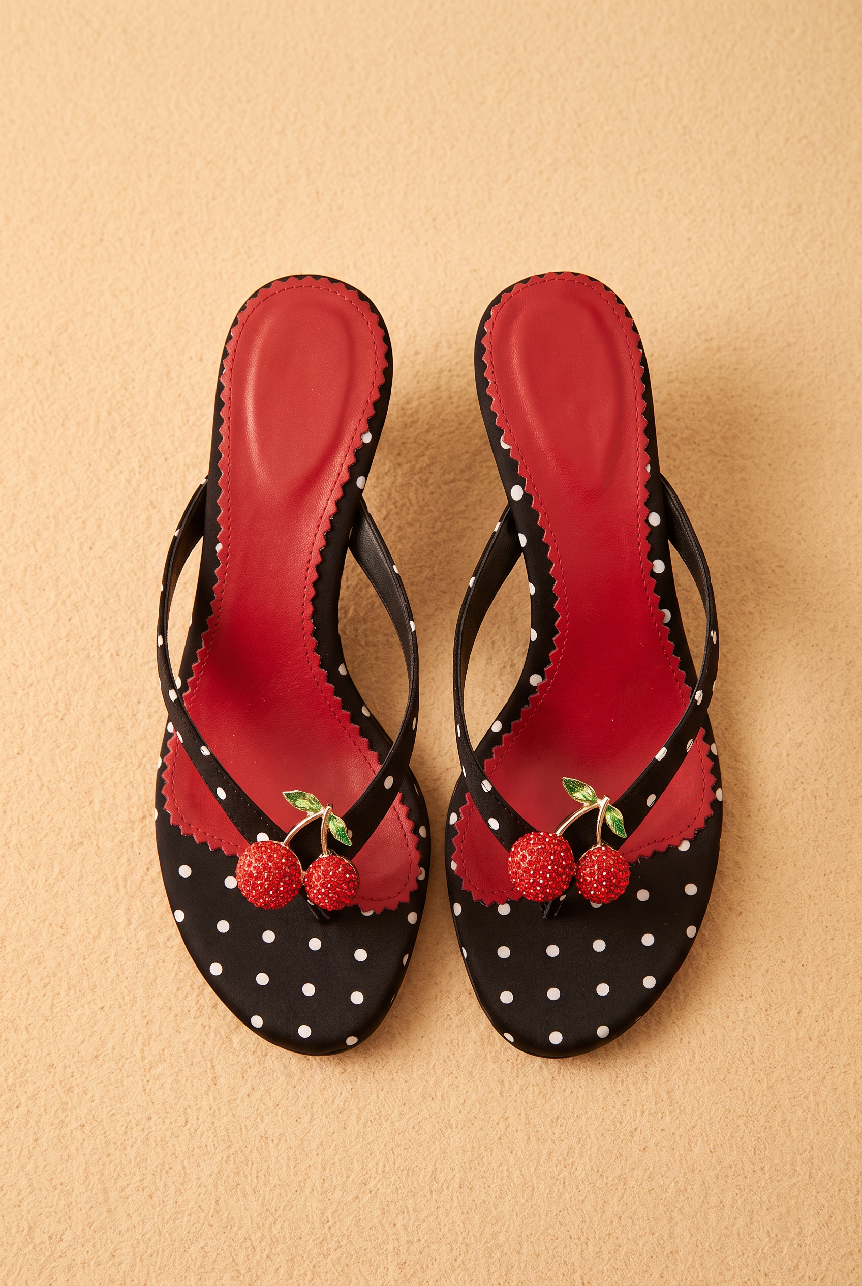 A&A Chérie Cherry Polka Dot Kitten Heels
