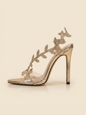 A&A Amélie Crystal Leaf Pointed Toe Heels