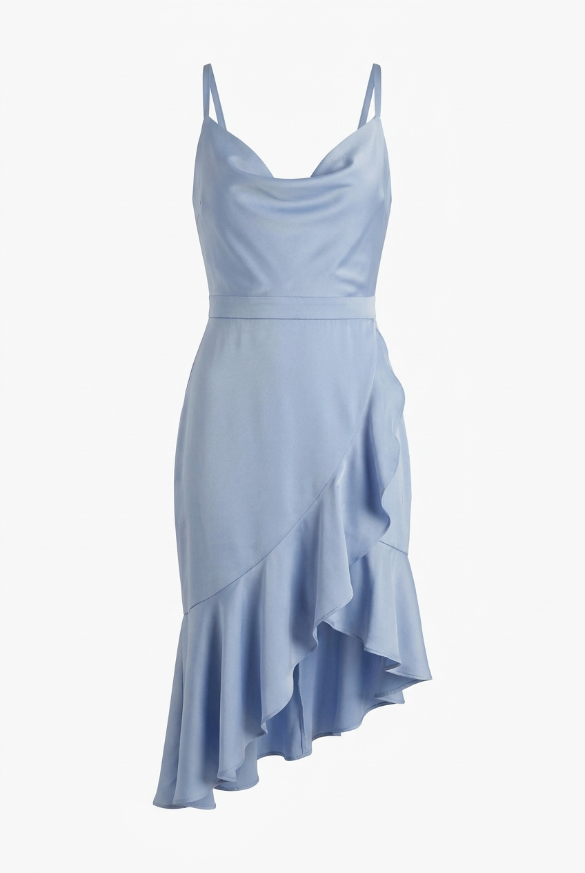 A&A Cielle Satin Cowl Neck Midi Dress