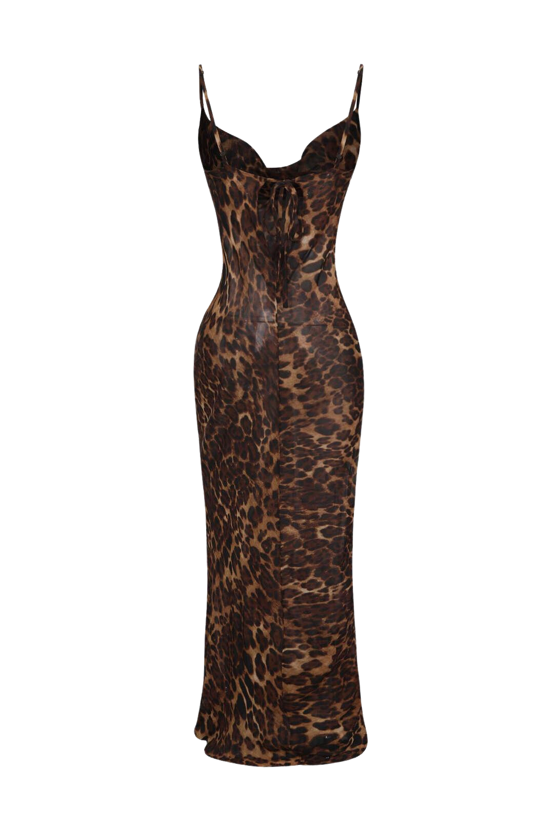 A&A Mesh Sheer Leopard Print Bodycon Maxi Dress