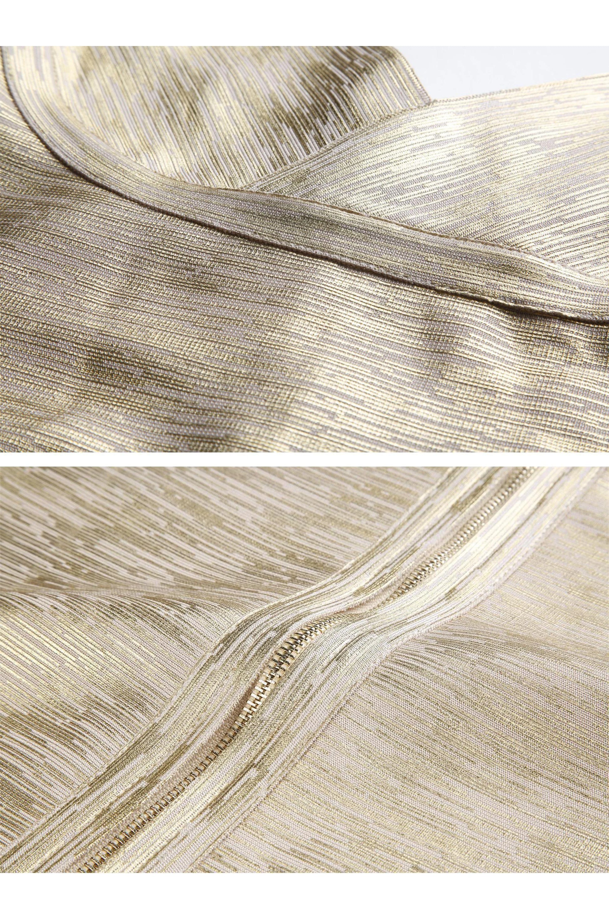 A&A Amiri Gold Metallic Bodycon Bandage Mini Dress