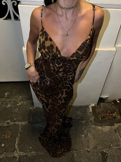 A&A Summer Sheer Leopard Print Bodycon Dress